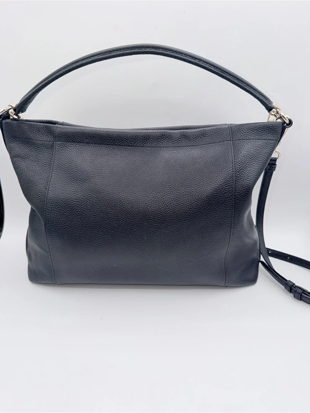 Coach Black Pebbled Leather Shoulder Bag with Detachable Strap